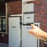 Saftec storage battery placed in outdoor storage room of house